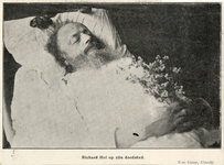97291 Portret van toonkunstenaar Richard Hol, geb. Amsterdam 23 juli 1825, overl. Utrecht 14 mei 1904, op zijn doodsbed ...